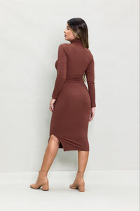 Vestido Canelado Gola Alta Cacharrel Anabel