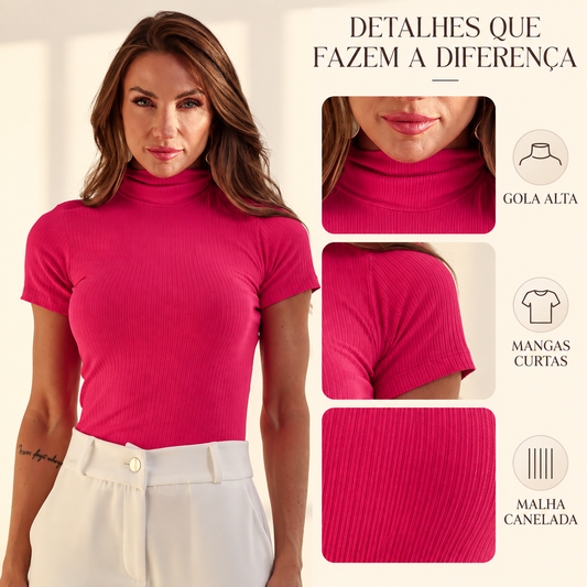 FitDetail — detalhes da blusa canelada manga curta