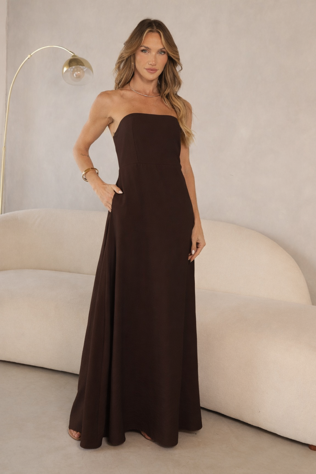 Vestido Longo de Linho Tomara que Caia Mayara