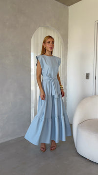 Stories de Vestido Midi Alfaiataria Manga Muscle Tee Brenda