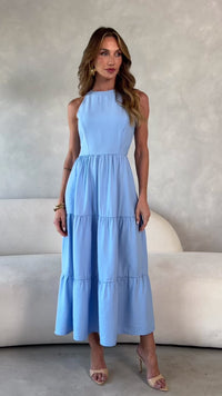 Stories de Vestido Longo Alfaiataria Sem Manga Zíper nas Costas Flora