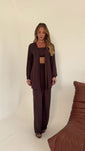Stories de Conjunto Feminino Luna 3 Peças em Twill – Kimono, Calça Pantalona e Top