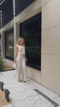 Stories de Conjunto de Linho Calça Pantalona e Blusa Regata Stella