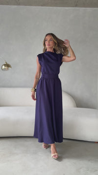 Stories de Vestido Midi Acinturado com Bolso e Ombro Drapeado Hazel