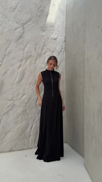 Stories de Vestido Longo Alfaiataria com Zíper Frontal Rosalia