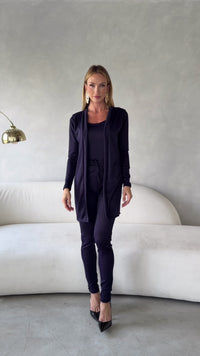 Stories de Conjunto 3 Peças Lanzinha Calça Slim e Kimono Alongado e Regata Básica Confortável Giselle