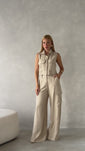 Stories de Conjunto Alfaiataria Cargo corte reto com Cropped Camisa bolso Cibele