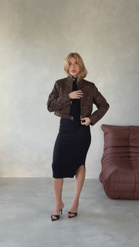 Stories de Jaqueta Slim Classica Animal Print Ravena