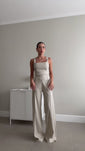 Stories de Conjunto de Linho Calça Pantalona Wide Leg e Cropped Alças Finas Lucy