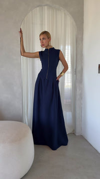 Stories de Vestido Longo Alfaiataria com Zíper Frontal Rosalia