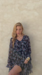 Stories de Vestido Estampado Manga Longa Manu em Crepe – Floral Elegante