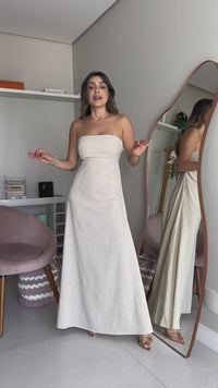 Stories de Vestido Longo de Linho Tomara que Caia Mayara