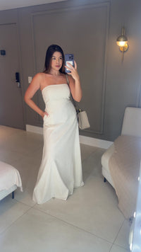 Stories de Vestido Longo de Linho Tomara que Caia Mayara