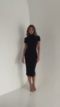 Stories de Vestido Midi Gola Alta Canelado com Fenda Lateral Cacharrel Mariah