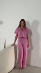 Stories de Conjunto de Linho Blusa Clássica + Calça Wide Leg Cós Elástico Josi