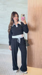 Stories de Conjunto Moletim Premium Calca Wide Blusa Gola V  Beca
