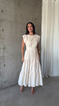 Stories de Vestido Midi Alfaiataria Manga Muscle Tee Brenda