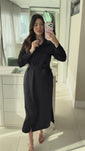 Stories de Vestido Chemise Midi de Alfaiataria com Manga Longa e Faixa Emma
