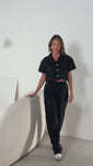 Stories de Conjunto de Linho Blusa Clássica + Calça Wide Leg Cós Elástico Josi